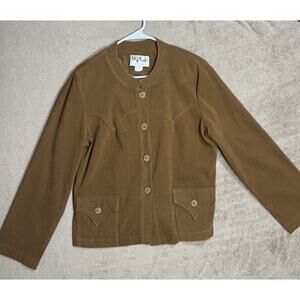 VTG Talk Of The Walk Atlantic City Suede Tan Jacket Vamp Goth Victorian Sz L